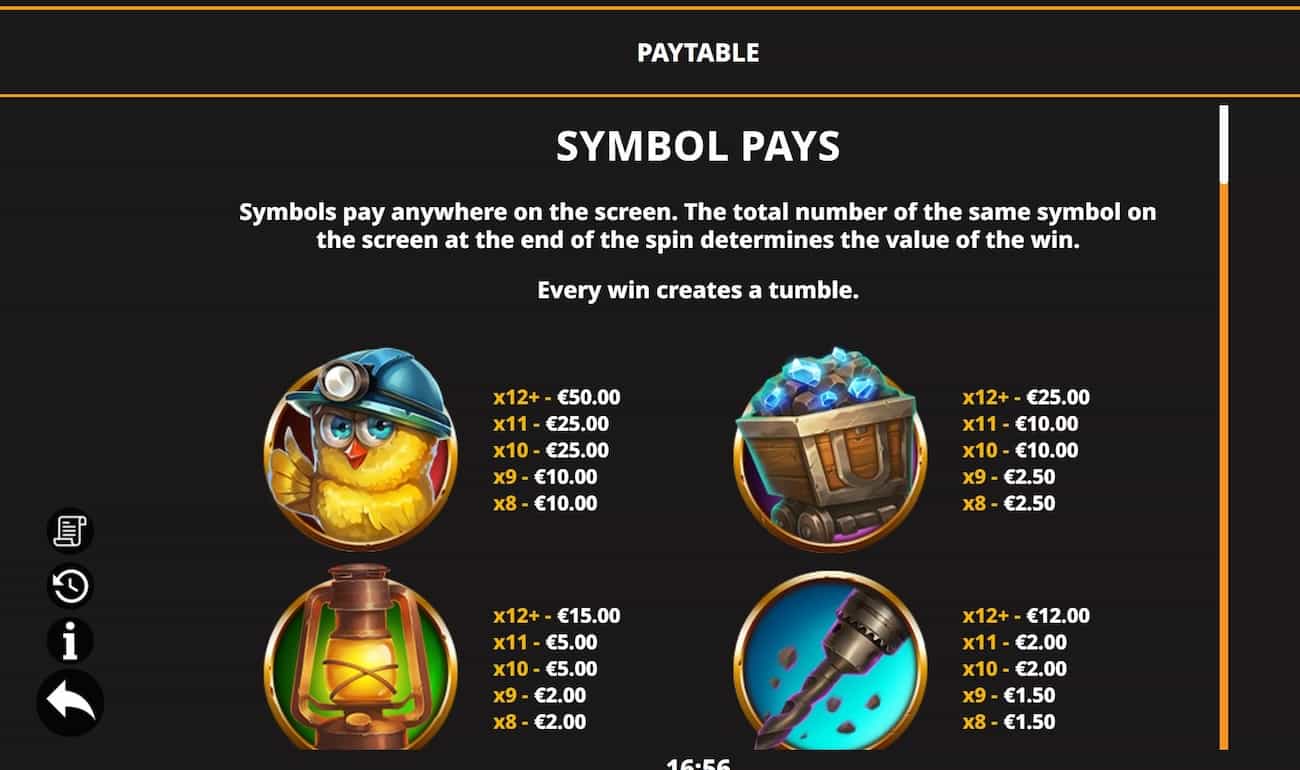 Symbols and payouts