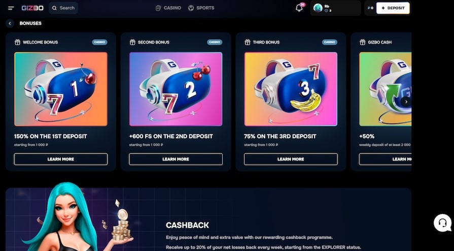 Gizbo casinos bonuses