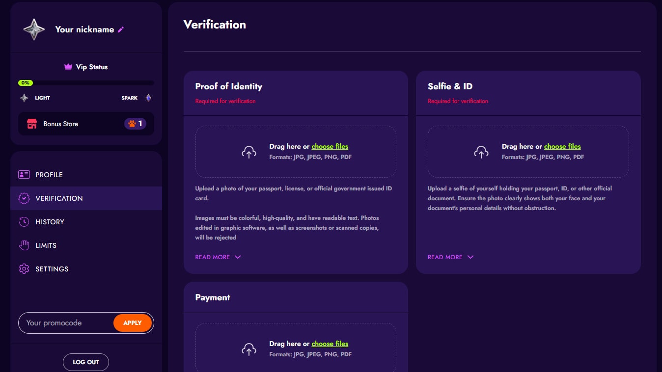 Verification in casino Irwin