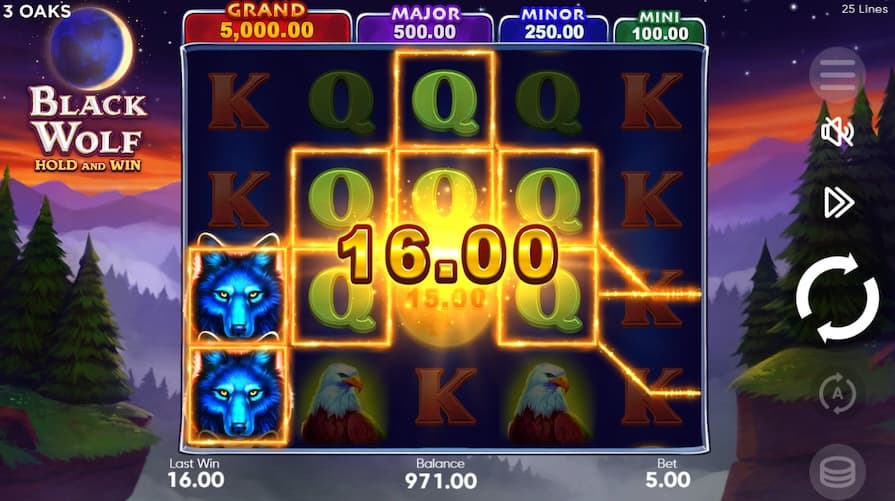 Дизайн игры Black Wolf: Hold and Win