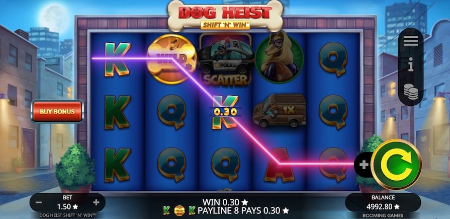 Дизайн игры Dog Heist Shift N Win